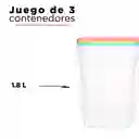 Miniso Contenedor de Plástico Color Mixto Capacidad 1800 mL