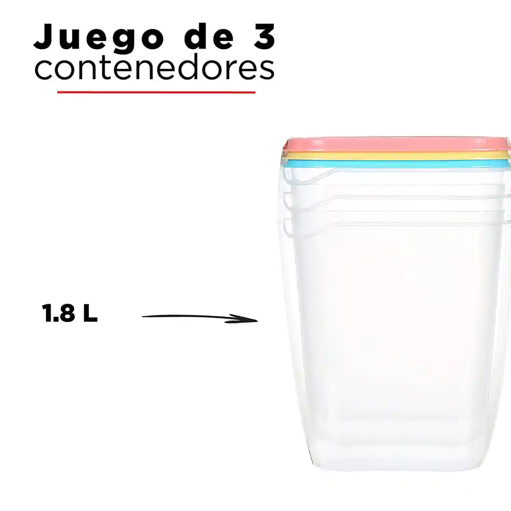 Miniso Contenedor de Plástico Color Mixto Capacidad 1800 mL