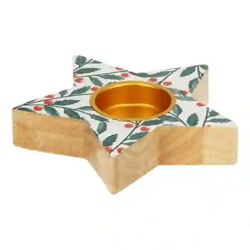 Portavela Tealight Madera Navideño 125 x 125 x 25 cm Casaideas