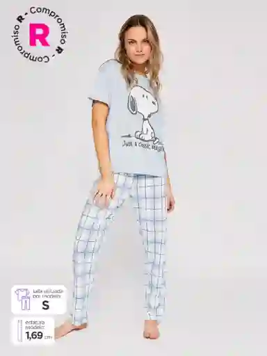 Snoopy Pijama Manga Corta Denim M V26