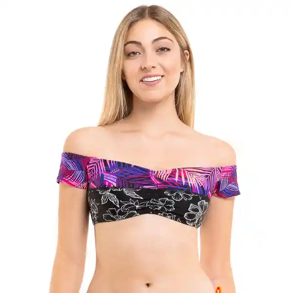 Bikini Con Hombros Descubiertos Estampado Morado Talla S Samia