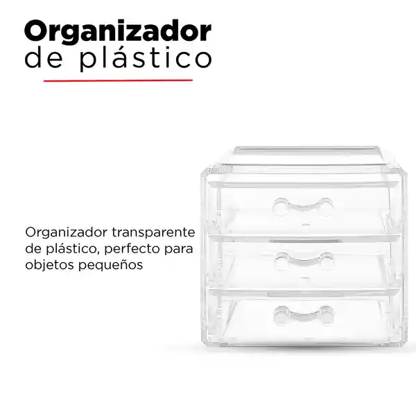 Miniso Organizador Con 3 Cajones, Transparente, Chico