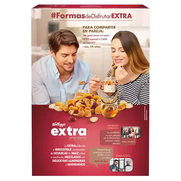 Kelloggs Cereal Extra Hojuelas Maíz Con Arándanos y Almendras