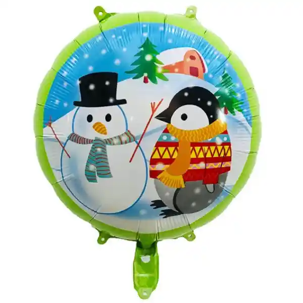 Globo Metálico Redondo Navidad Pingüino