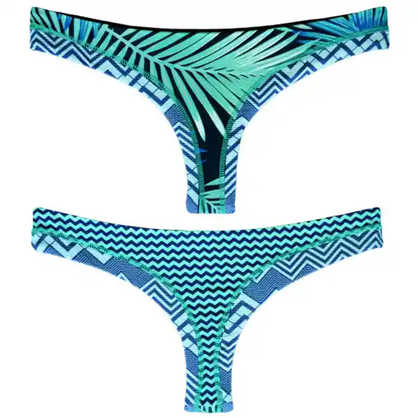 Bikini Calzón Colales Estampado Verde Talla L Samia