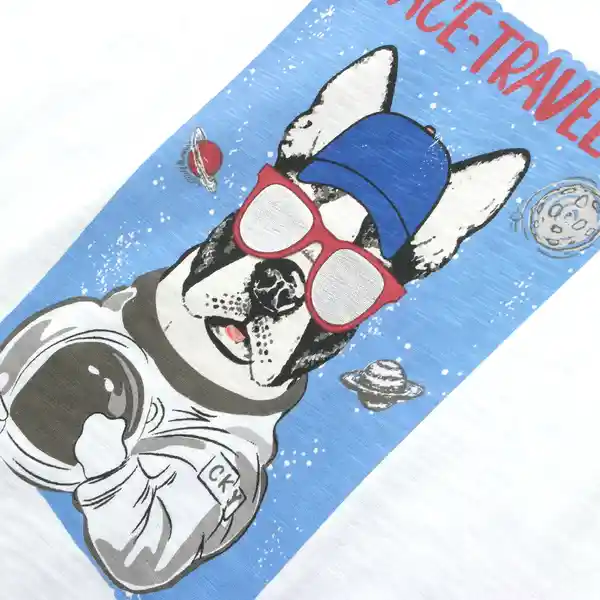 Polera Perro Astronauta de Bebé Niño White Talla 36M Colloky