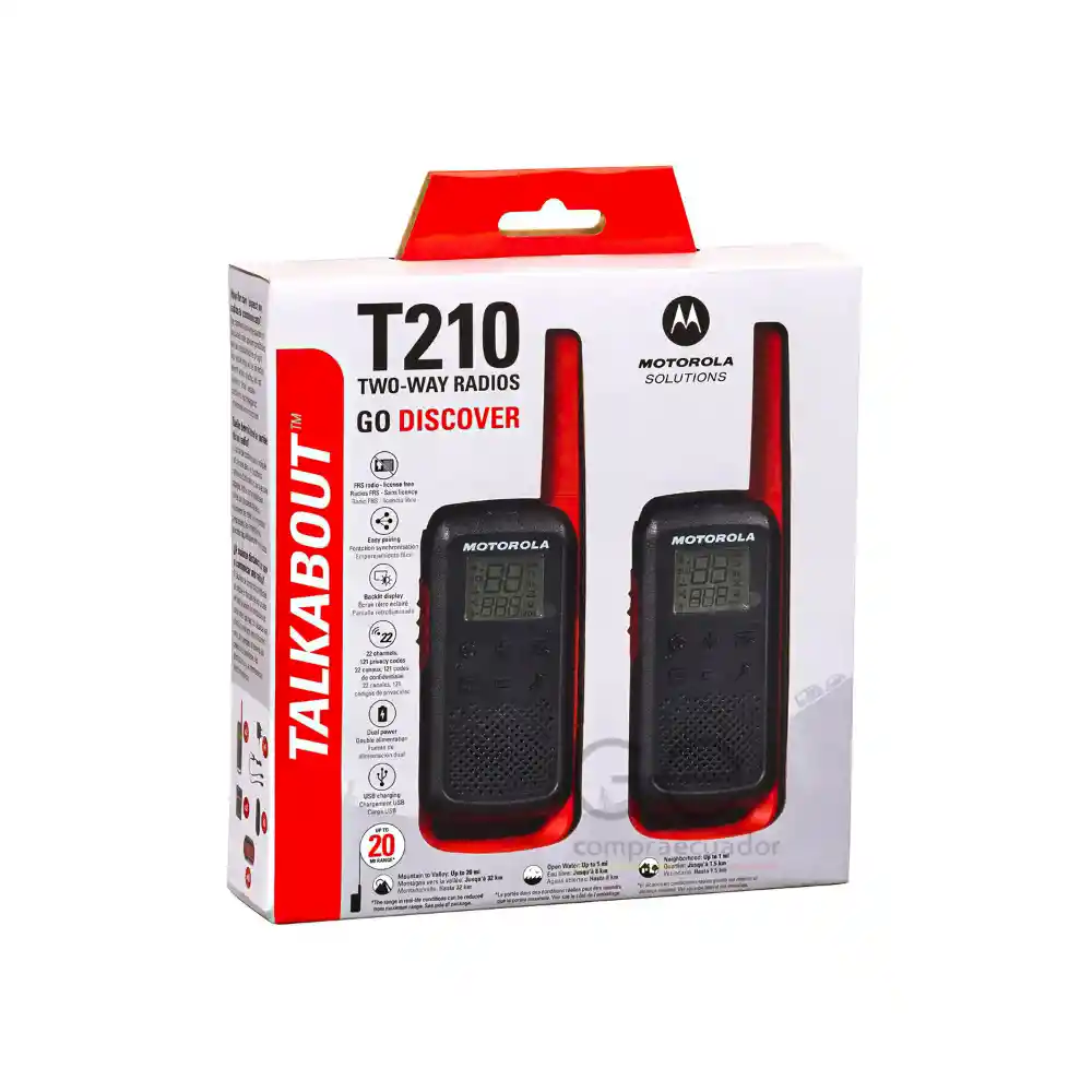 Kit Radio Portatil Motorola T210cl 8975 Negro/rojo