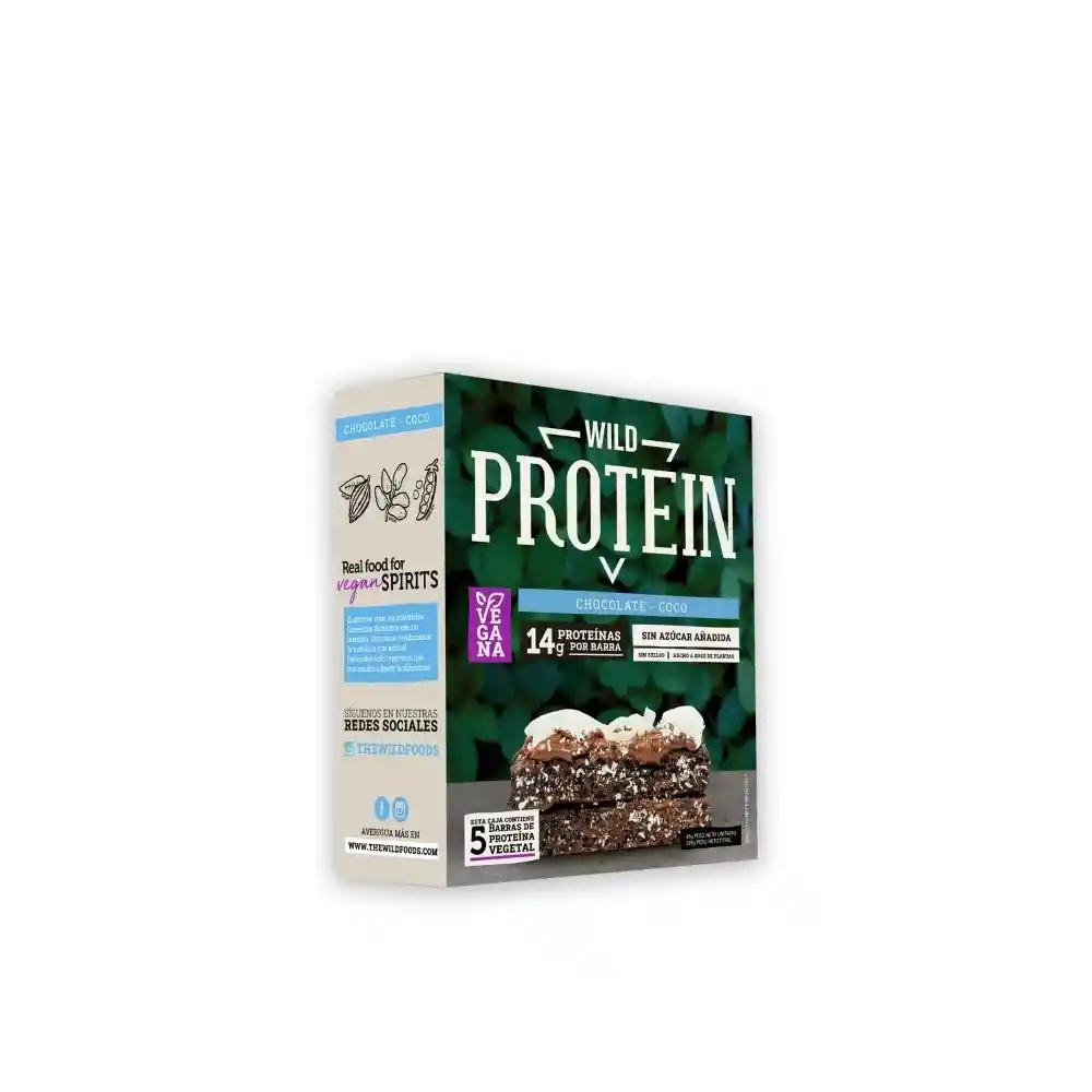 Wild Protein Barra de Cereal Vegana Sabor Chocolate y Coco