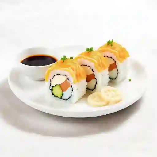 Roll ebi furay envuelto en salmón