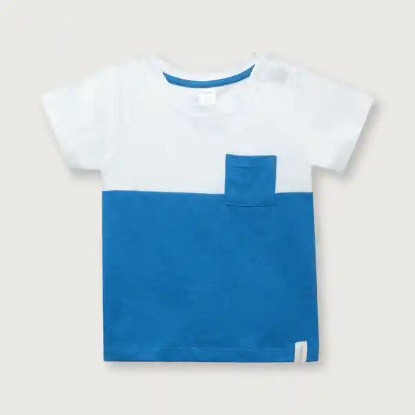 Polera Esencial Manga Corta de Niño Azul Talla 6M Opaline