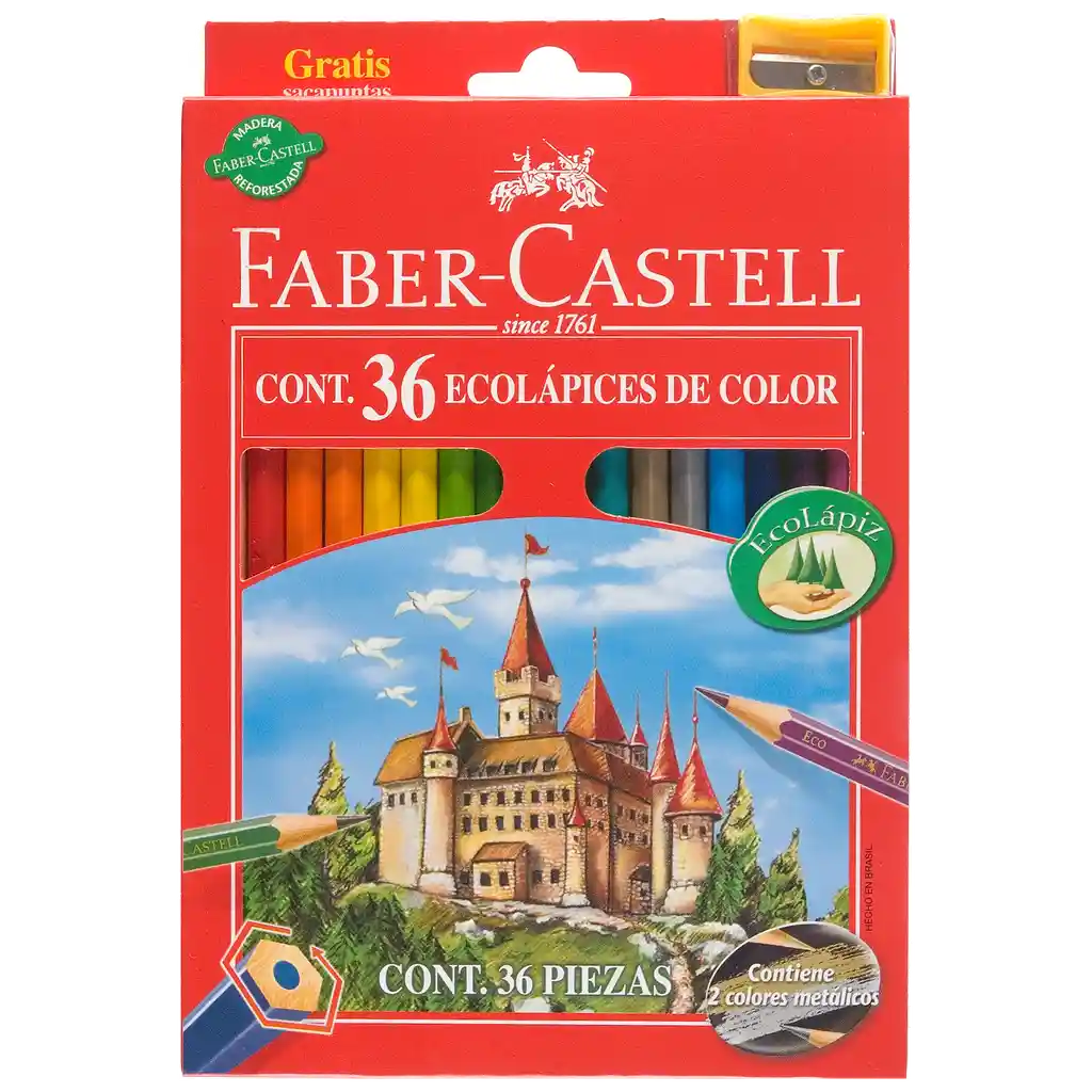 Lápices Colores Faber Castell X 36 Uni + 1 Sacapunta