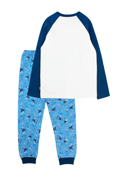 Pijama Kids Algodón Manga Raglán T Rex 267 Blanco 6 Años Ficcus