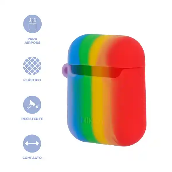 Estuche Protector Airpods Color Blocking Rainbow Miniso