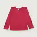 Polera de Niña Manga Larga Cuello Broderie Rojo Talla 2A Opaline