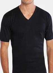 Tais Camiseta Algodón Cuello V Manga Corta Negro Talla S