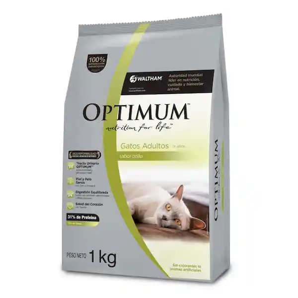 Optimum Alimento Para Gato Adulto Pollo 1 Kg