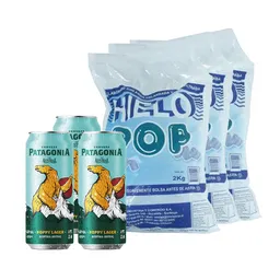 Combo Patagonia Cerveza Austral Hoppy Lager en Lata Pop Hielo Bo