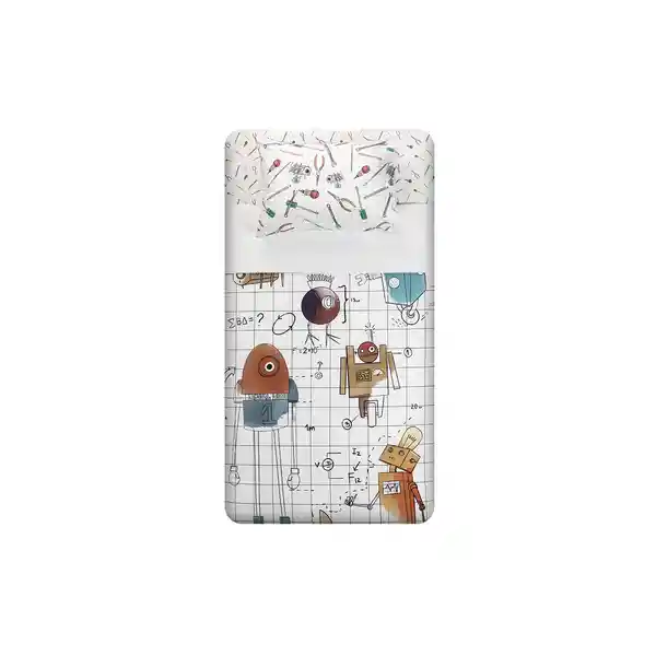 Funda Plumón Reversible Robots 1.5 Plazas Rosen