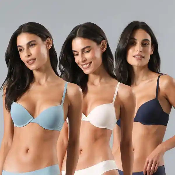Pack Sostén Balconet Push Up Microsolid Mix Talla 36B Flores