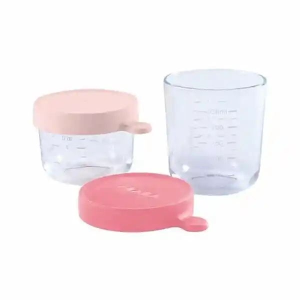 Beaba Set Pote Para Conservar de Cristal Rosa Coral 912695