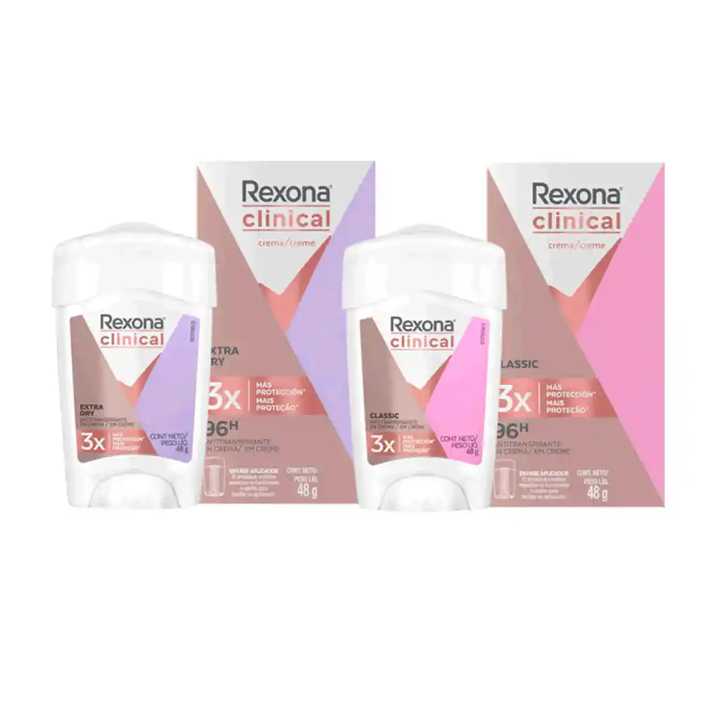 Rexona Clinical Desodorante Classic y Extra Dry en Crema