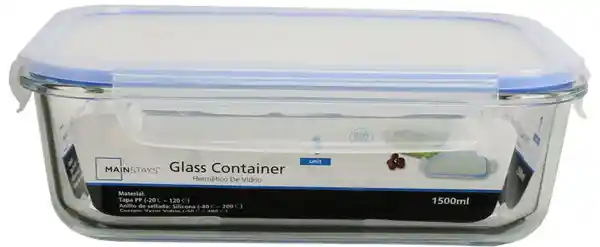 Recipiente Hermético Vidrio Rectangular 1.3