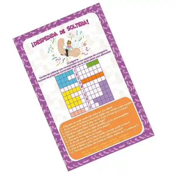 Juego Despedida Soltera Crucigrama