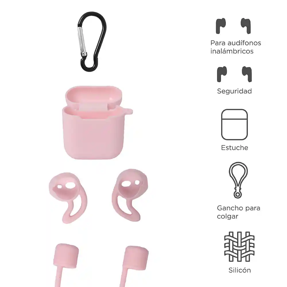 Kit de Accesorios Para Airpods Estuche Protector Rosa Miniso