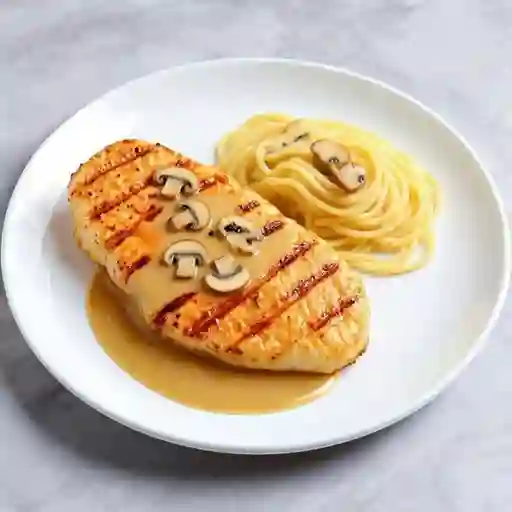 Pollo 250grs con salsa de champiñon solo