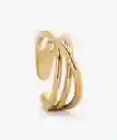 Anillo Acero Inoxidable Ajustable Cruzado Dorado 8 Lounge