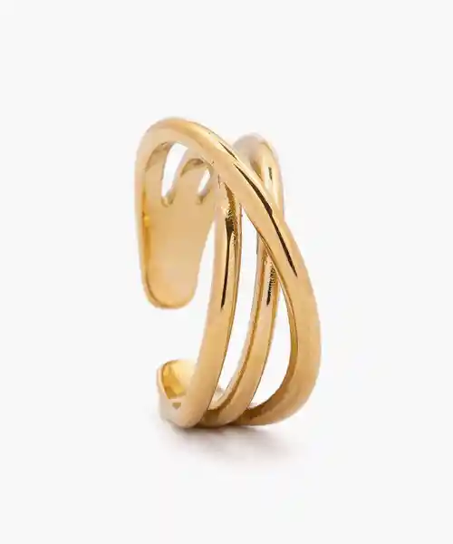 Anillo Acero Inoxidable Ajustable Cruzado Dorado 8 Lounge