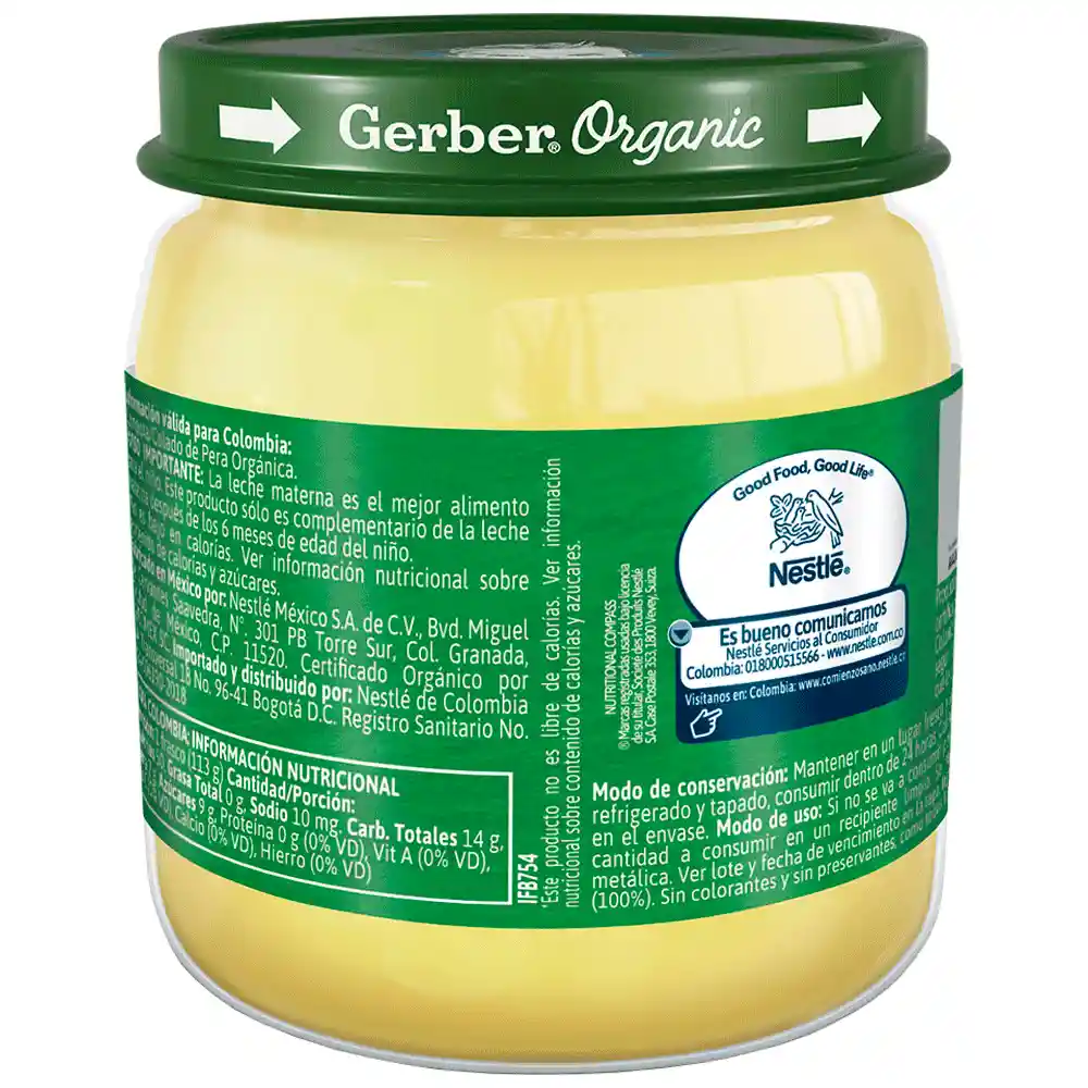 Gerber Compota Organico Pera Frasco