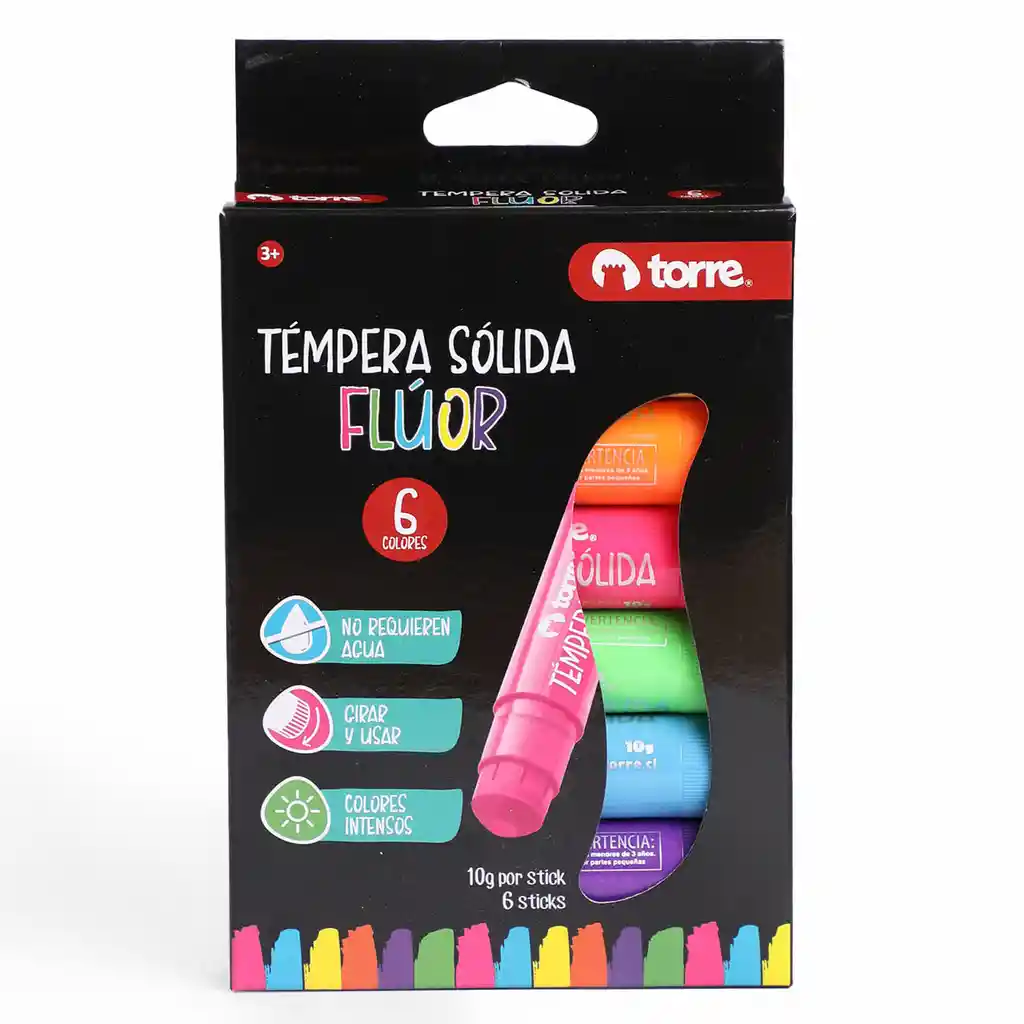 Témpera solida 6 colores flúor