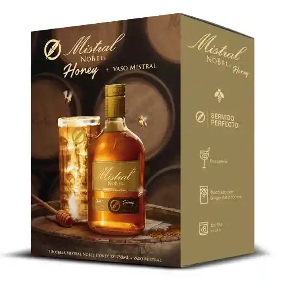 Mistral Pisco Nobel Honey 35 + Vaso