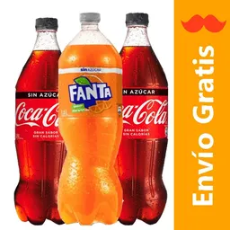 Pack Coca Cola Zero y Fanta Zero 1.5 L