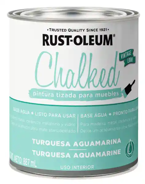 Rust Oleum Pintura Chalked Tizada Base Agua Turquesa Aguamarina