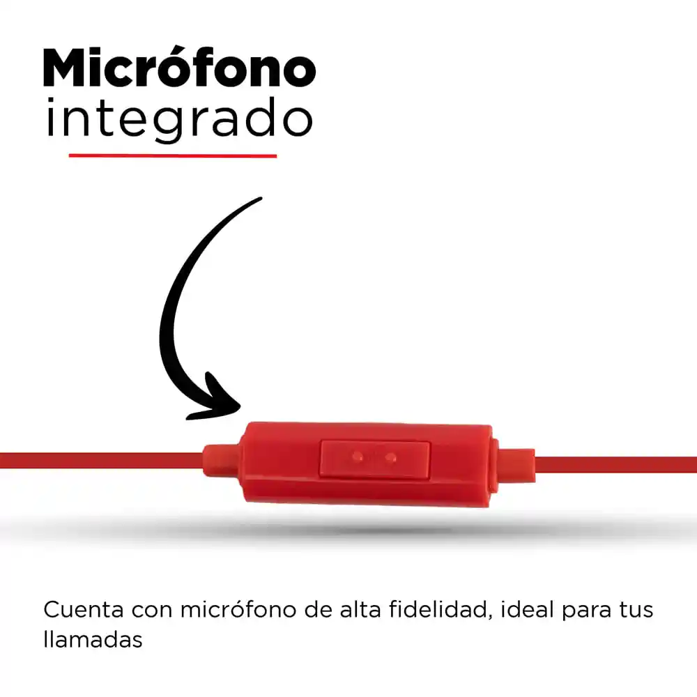 Miniso Audífonos De Cable Rojo 1m