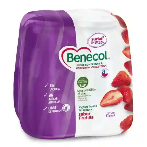 Surlat Pack 4 Yogurt Benecol Sin Lactosa Frutilla