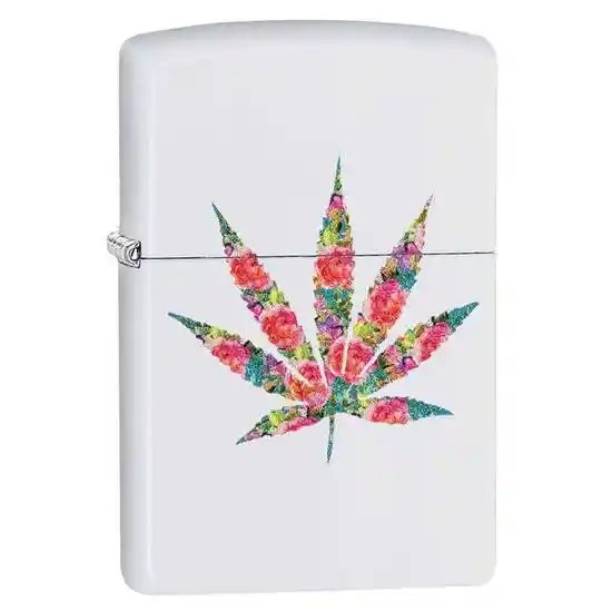 Zippo Encendedor Lighter Floral Weed Design Blanco