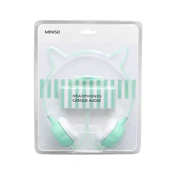 Audífonos de Diadema en Forma de Orejas de Gato Verde Miniso