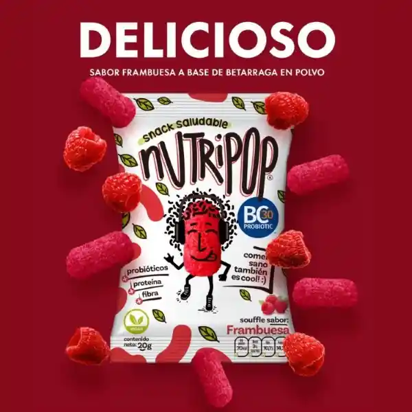 Nutripop Snack Garbanzo Sin Gluten Frambuesa