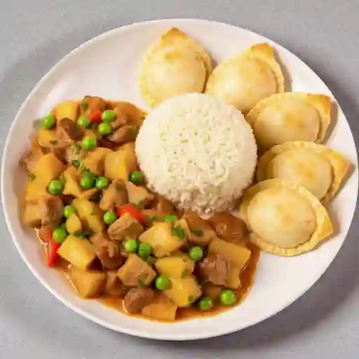 Cerdo Mongoliano Con Arroz Chaufan + 6u Wantan