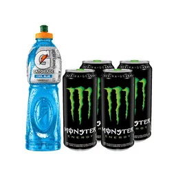 Combo Gatorade Bebida Hidratante Cool Blue Monster Bebida Energi