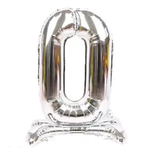 Globo Metálico Pedestal Plateado Números