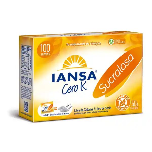 Iansa Endulzante Cero K Sucralosa En Sachet 100 Unidades