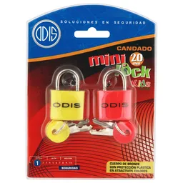 Odis Candado Mini Lock Amarillo y Rosado 20 mm