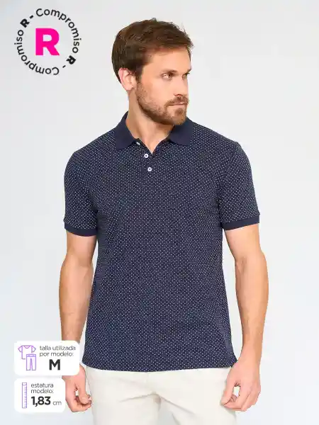 Kenneth Stevens Polera Manga Corta Piq Mp Azul Marino L SS25