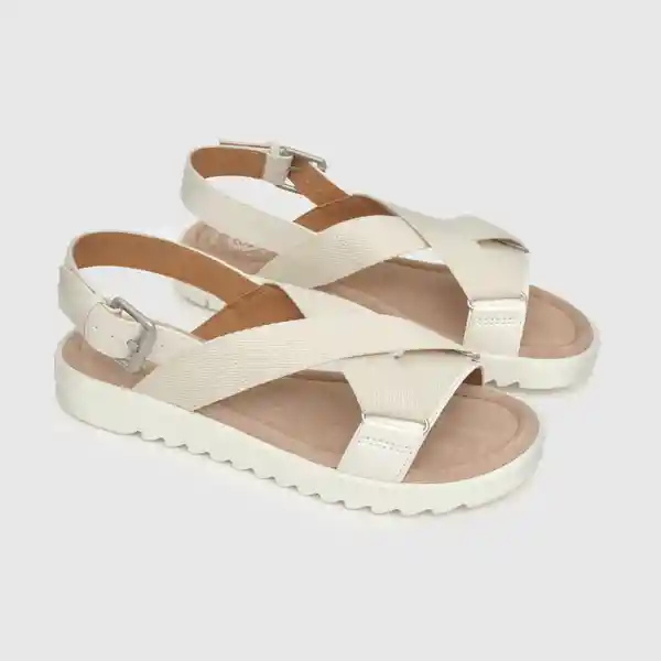 Sandalias Cintas Cruzadas Invierno de Niña Blanco T. 33 Colloky
