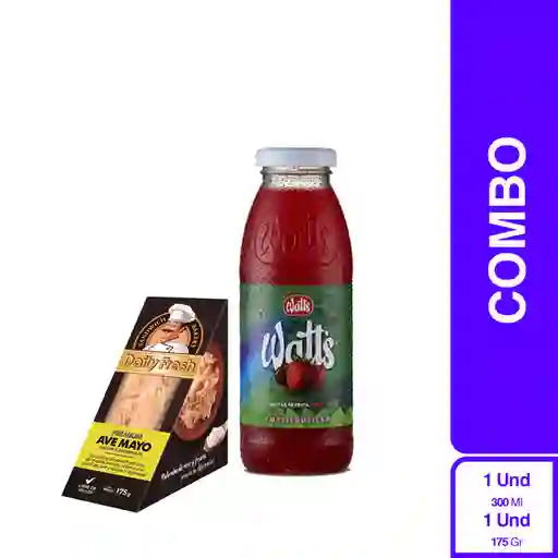 Combo Daily Fresh Sándwich Ave Mayo + Néctar Watts Tuttifrutilla