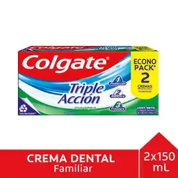 Pasta Dental Colgate Triple Acción Menta Original 184 g x 2 Und